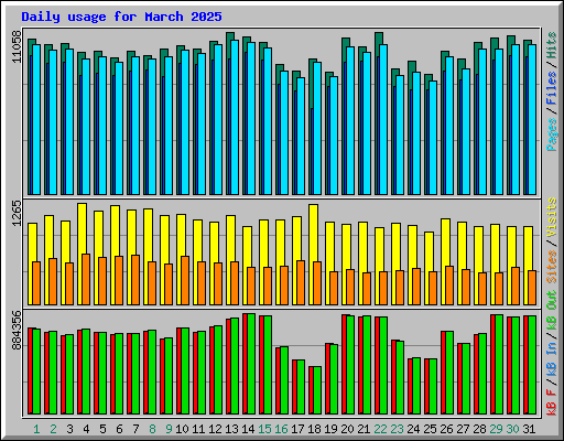 Daily usage for March 2025