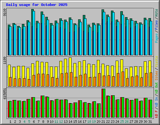 Daily usage for October 2025